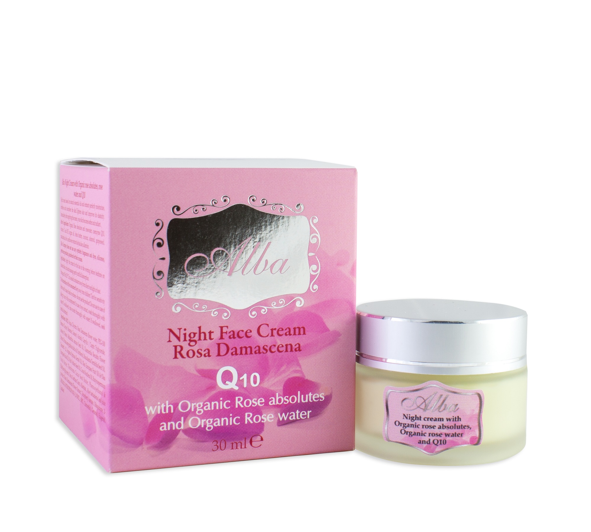 Organic Night cream with Organic Rose absolutes and Q10 (30 ml)